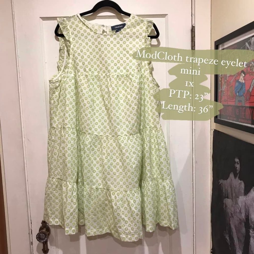 ModCloth White Floral Eyelet Mini Dress 1X